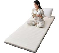 Matelas De Sol Simple avec Sac De Rangement sous Vide Réutilisable - Tapis De Tatami Japonais Matelas Futon en Coton Roulable Lit D'appoint Pliable Dortoir étudiant (90x200CM,Beige)