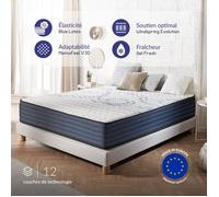 NATURALEX - Dream Komfort - Matelas 140x190 Noyau Hybride - Épais 30 cm | Noyau Ressorts Ensachés Indépendant + Mousse Premium - Mi-Fermeté Optimale - Tissu Respirant - 2 faces été-hiver