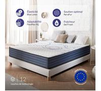 Matelas Dream Komfort 180x200 cm - 26 cm - Technologie Blue Latex et mousse HR à mémoire de forme - Réversible - 7 zones - Mi-ferme