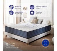 Matelas Dream Komfort 90x190 cm - Technologie Blue Latex et mousse HR à mémoire de forme - Réversible - 7 zones - Épais 30 cm
