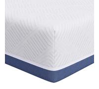 Matelas en mousse avec gel fermeté moyenne, 70 x 200 cm, blanc et bleu | Forme rectangulaire, style moderne minimaliste, utilisation dans la chambre, entretien avec chiffon sec