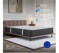 Matelas EQUINOX 140x200 cm-26 cm-Mousse mémoire de forme-7 zones HR 35 kg et BLUE-LATEX-Ergonomique-Face été-hiver-Confort ferme