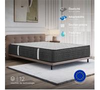 Matelas EQUINOX 140x200 cm-Hybride-Ressorts Ensachés-Mémoire de Forme-Mousse HR 35 kg-Blue Latex-Confort mi-ferme-Réversible-30 cm