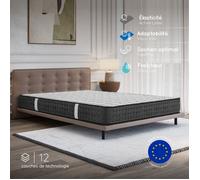 Matelas EQUINOX 90x200 cm - 21 cm - Mousse Haute Résilience et Haute Densité - Réversible - Confort Équilibré