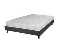 Matelas et sommier 140x190 Mousse - Newkit - Soutien medium - Sommier démonté - Gris