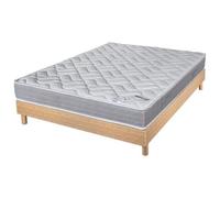 Matelas et sommier 160x200 Mousse - Maryland - Soutien ferme - Sommier en kit - Chêne