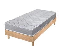 Matelas et sommier 90x190 - EBAC LITERIE - Maryland - Mousse haute densité - Soutien ferme - Chêne moyen