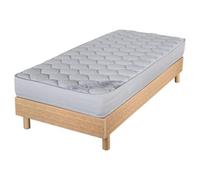 Matelas et sommier 90x190 Mousse - Decokit - Soutien medium - Sommier en kit - Chêne