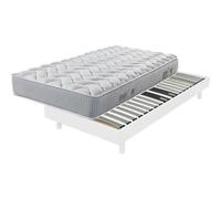 Matelas et sommier 90x190 Mousse - Maryland - Soutien ferme - Sommier démonté - Blanc