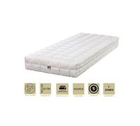 Matelas face été latex naturel 70 kg/m3 face hiver mémoire de forme 60 kg/m3 160x190 x 22 cm souple + oreiller visco - spécial sommier electrique -