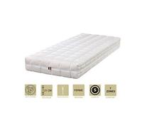 Matelas face été latex naturel 80 kg/m3 face hiver mémoire de forme 60 kg/m3 160x190 x 21 cm ferme + oreiller visco - déhoussable housse lavable - 7