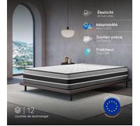 Matelas FELIS 160X200 cm-Hybride-30 CM-Ressorts Ensachés-Mémoire de Forme-Mousse HR 35 kg-Latex-Confort mi-ferme-Réversible