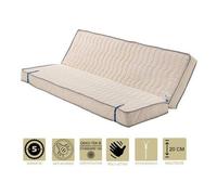 Matelas Ferme Pour Clic Clac 140x190 x 20 cm - Dim Assise 70 cm - Déhoussable Housse Lavable - 5 zones de Confort - Ame Poli Lattex Haute Résilience - Hypoallergénique