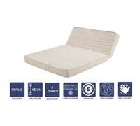 Matelas Ferme Pour tous BZ 120x190 x 15 cm + Oreiller Visco avec Latex Naturel sur Face Hiver - Découpe Assise 60 cm - 5 zones de Confort - Face été et Noyau Poli Lattex HR Dernière Génération - Très 