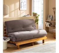 Matelas futon 140x190 mémoire de forme ferme tissu velours côtelé Chocolat - Terre de Nuit