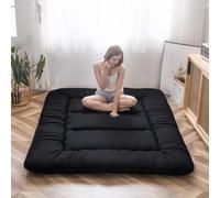 Matelas futon noir, 150 x 200 cm, pliable, avec rembourrage en mousse à mémoire de forme