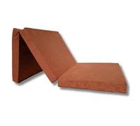 Matelas futon pliable - 195x65x10 cm - Mousse - Housse amovible - Marron