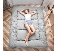Matelas futon tatami japonais pliable 135 x 190 cm - Mémoire de forme - Housse et sac de transport gris