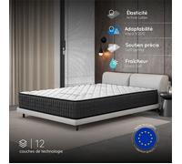 Matelas GAMMA 140x190 cm-Hybride-30 CM-Ressorts Ensachés-Mémoire de Forme-Mousse HR 35 kg-Latex-Confort mi-ferme-Réversible