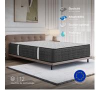 Matelas haut de gamme EQUINOX 90x190 cm - 32 cm - Mousse mémoire de forme HR 35 kg et Blue latex - 7 zones - Confort très ferme