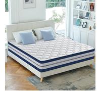 Matelas hybride double 140x200 cm|ép 25 cm|mousse à mémoire de forme hautement respirante+ressorts ensachés par zones|soutien