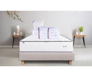 Matelas Iris de Luxury Literie et sommier : 160 x 200 cm / Sommier gris matelas tête de lit oreiller et couette