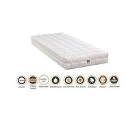 Matelas latex 70% naturel 200x200 x 21 cm souple + oreiller visco + alèse - déhoussable housse lavable - 7 zones de confort - ame poli lattex 33 kg/m