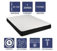 Matelas Latex 80 Kg/m3 + Aertech+ 35 Kg/m3 80x200 x 20 cm Ferme + Oreiller Visco 7 Zones de Confort - Très Respirant G