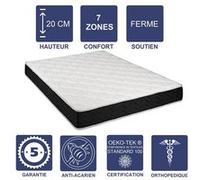 Matelas Latex 80 Kg/m3 + Aertech+ 35 Kg/m3 + Alèse 100x200 x 20 cm Ferme 7 Zones de Confort - Très Respirant G