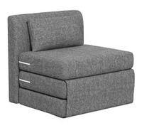 HOMCOM Fauteuil Convertible 1 Place Fauteuil Paresseux chauffeuse Une Place - Coussin Inclus, Matelas tri-dépliant - pour invités, Salon, Charge 240 kg, Tissu Lin Gris