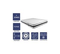 Matelas Mémoire de Forme 60 Kg/m3 100x200 x 21 cm Ferme + Oreiller Visco - 7 Zones de Confort - Noyau Aertech+ 35 Kg/m3 HR Dernière Génération - Très