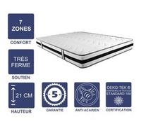 Matelas Mémoire de Forme 60 Kg/m3 + Alèse 120x200 x 21 cm Très Ferme + Oreiller Visco - 7 Zones de Confort - Noyau Aertech+ 35 Kg/m3 HR Dernière