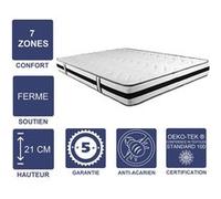 Matelas Mémoire de Forme 60 Kg/m3 + Alèse 90x190 x 21 cm Ferme + Oreiller Visco - 7 Zones de Confort - Noyau Aertech+ 35 Kg/m3 HR Dernière Génération - Très Respirant G