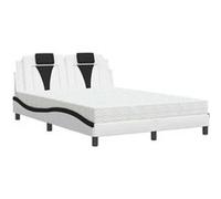 vidaXL Lit Viana – Similicuir avec matelas 140x200 cm blanc et noir