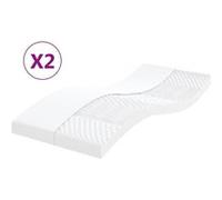 vidaXL Matelas en mousse 2 pcs blanc 80x200 cm 7 zones dureté 20 ILD