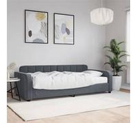 vidaXL Lit de jour avec matelas gris foncé 90x200 cm velours, canapé-lit, canapé-lit de repos, lit de repos rembourré, lit 3196906
