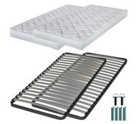 Matelas mousse + Sommier métal C220 2x80x190 Melissa - Hauteur 13 cm - Soutien ferme