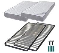 Matelas mousse + Sommier métal C220 2x90x190 Wave - Hauteur 19 cm - Soutien ferme