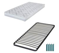 Matelas mousse + Sommier métal C220 80x190 Melissa - Hauteur 13 cm - Soutien ferme