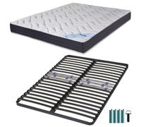Matelas mousse + Sommier métal C223 140x190 Melior - Hauteur 20 cm - Soutien ferme Blanc