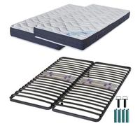 Matelas mousse + Sommier métal C223 160x200 Melior - Hauteur 20 cm - Soutien ferme Blanc
