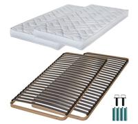Matelas mousse + Sommier métal C224 2x80x190 Melissa - Hauteur 13 cm - Soutien ferme Blanc