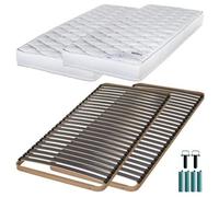 Matelas mousse + Sommier métal C224 2x90x190 Marly - Hauteur 15 cm - Soutien ferme