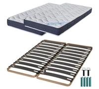 Matelas mousse + Sommier métal C310 2x90x190 Melior - Hauteur 20 cm - Soutien ferme
