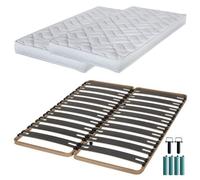 Matelas mousse + Sommier métal C310 2x90x190 Melissa - Hauteur 13 cm - Soutien ferme