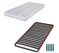 Matelas mousse + Sommier métal C39 80x190 Melissa - Hauteur 13 cm - Soutien ferme