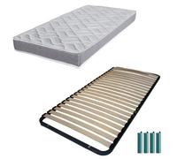 Matelas mousse + Sommier métal démonté 140x190 Morgan - Hauteur 17 cm - Soutien ferme