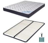 Matelas mousse + Sommier métal démonté 160x200 Melior - Hauteur 20 cm - Soutien ferme