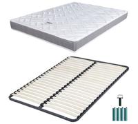 Matelas mousse + Sommier métal démonté 160x200 Morgan - Hauteur 17 cm - Soutien ferme