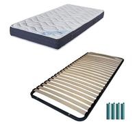 Matelas mousse + Sommier métal démonté 90x190 Melior - Hauteur 20 cm - Soutien ferme